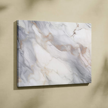 Abstract digital canvas art with soft marble-like swirls in white, gray, and beige tones.