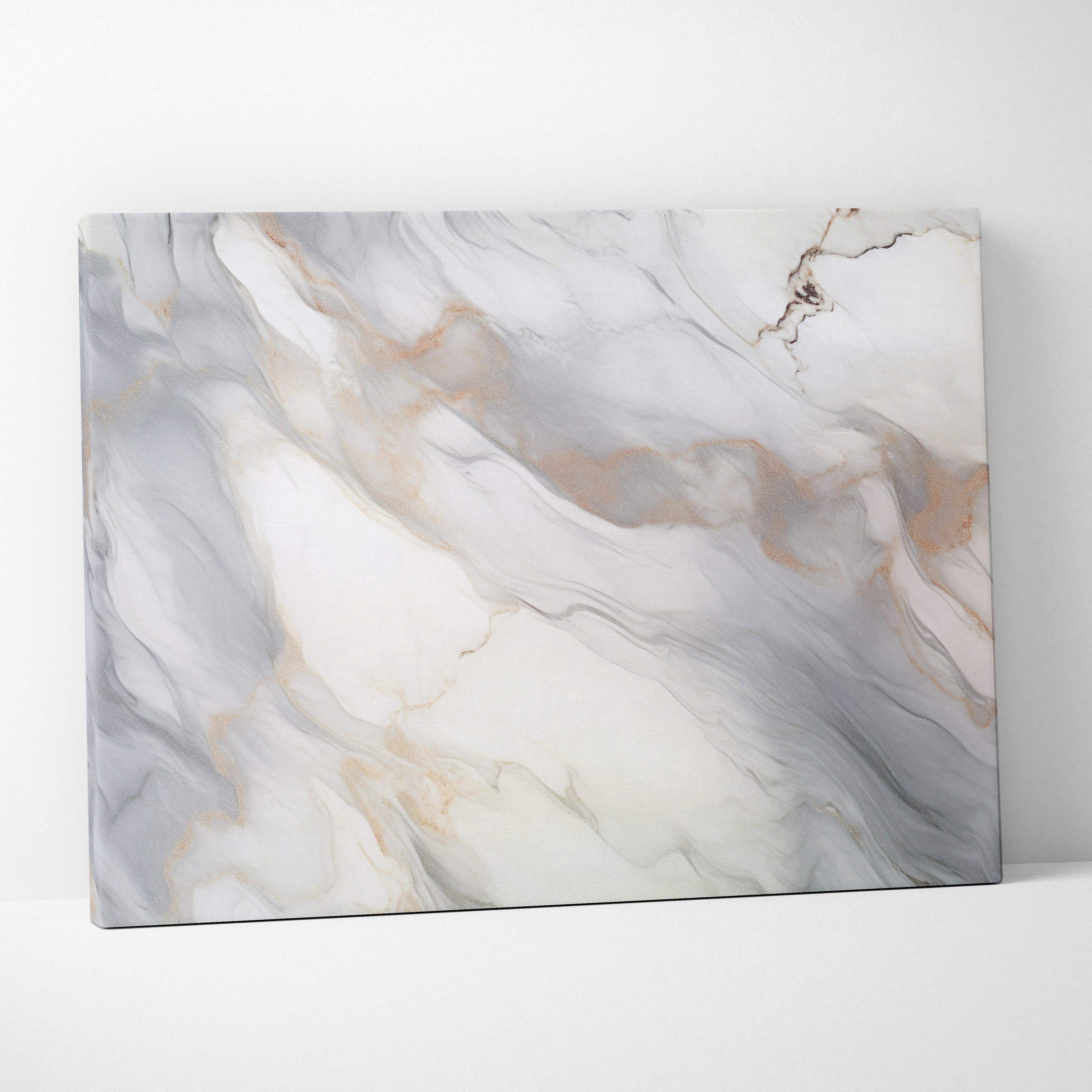 Abstract high-resolution canvas art with soft gray, white, and beige marble-like swirls wall art.