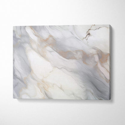 Abstract marble-inspired wall art canvas with soft gray, white, and beige swirls.