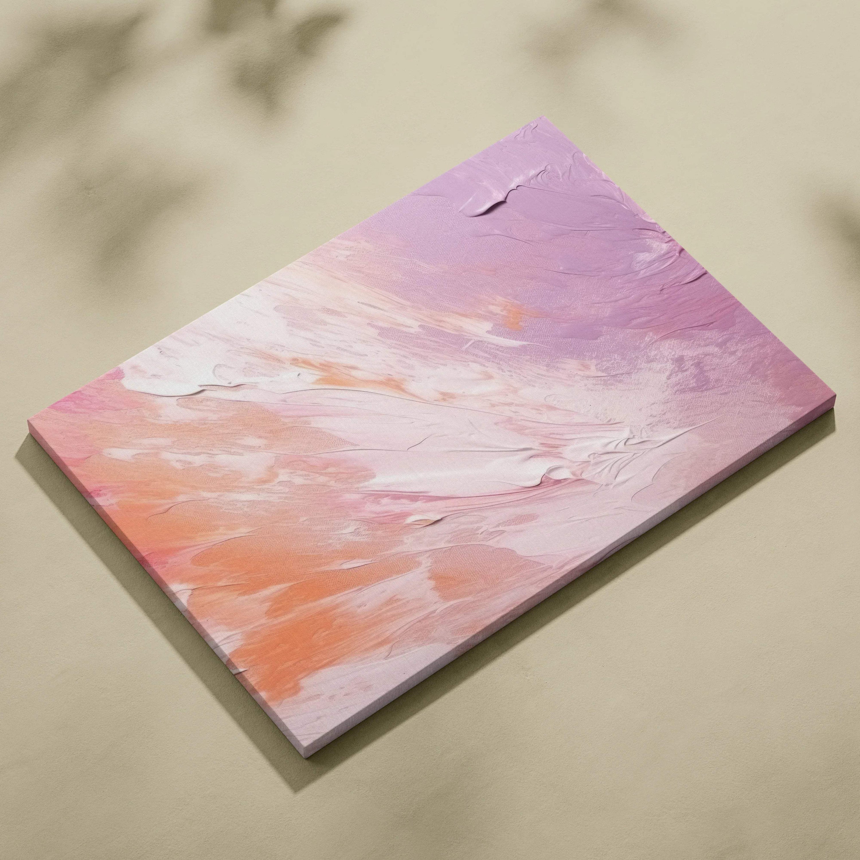 Abstract pink and orange textured modern digital art on canvas wall art panel.