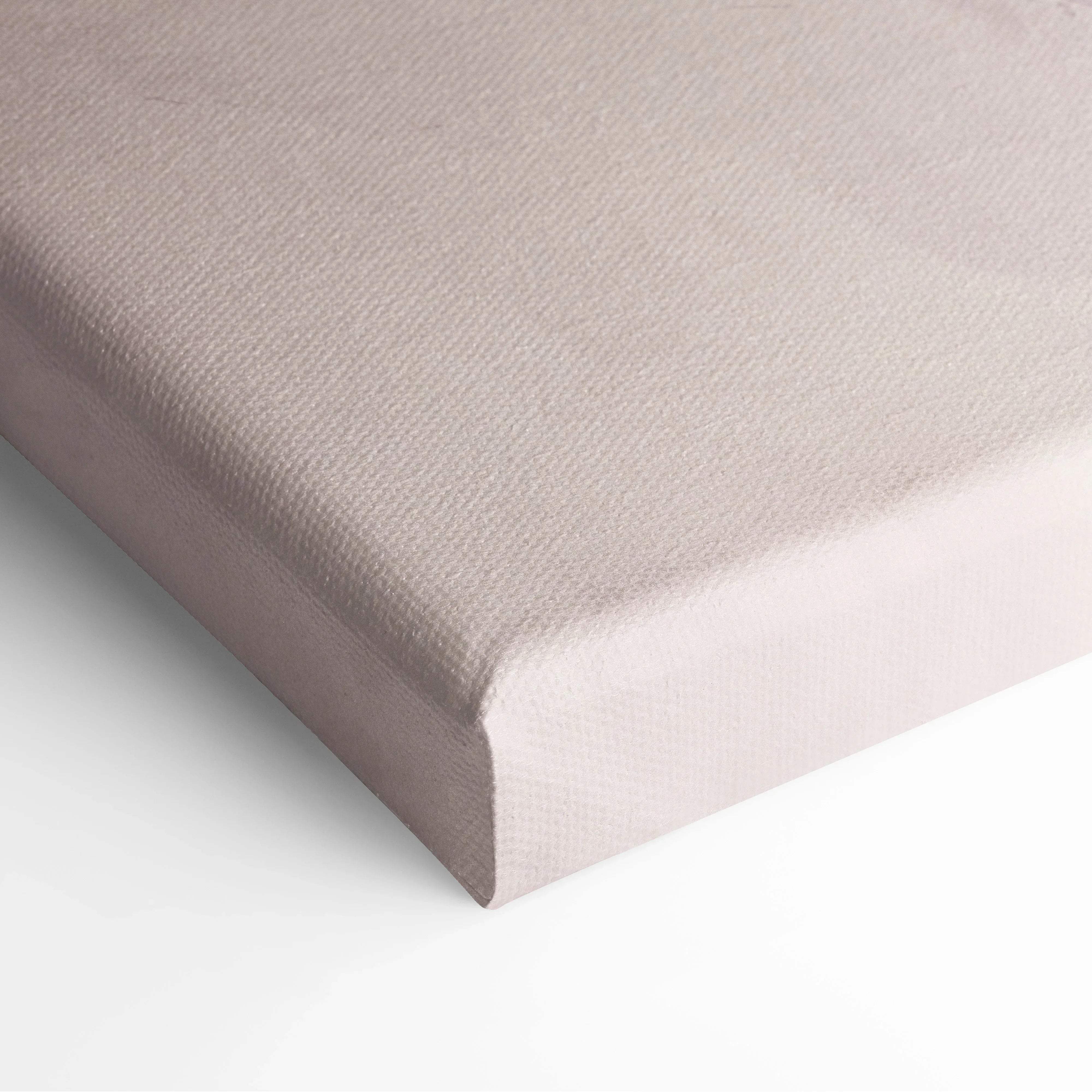 Beige canvas wall art with textured woven surface and raised edges in soft pink peach and lavender pastel colors