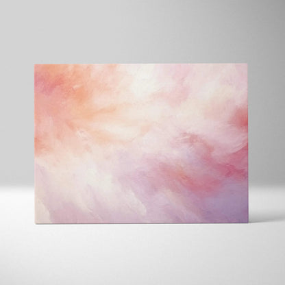 Abstract digital art canvas with soft blended hues of pink, peach, and lavender for wall decor.