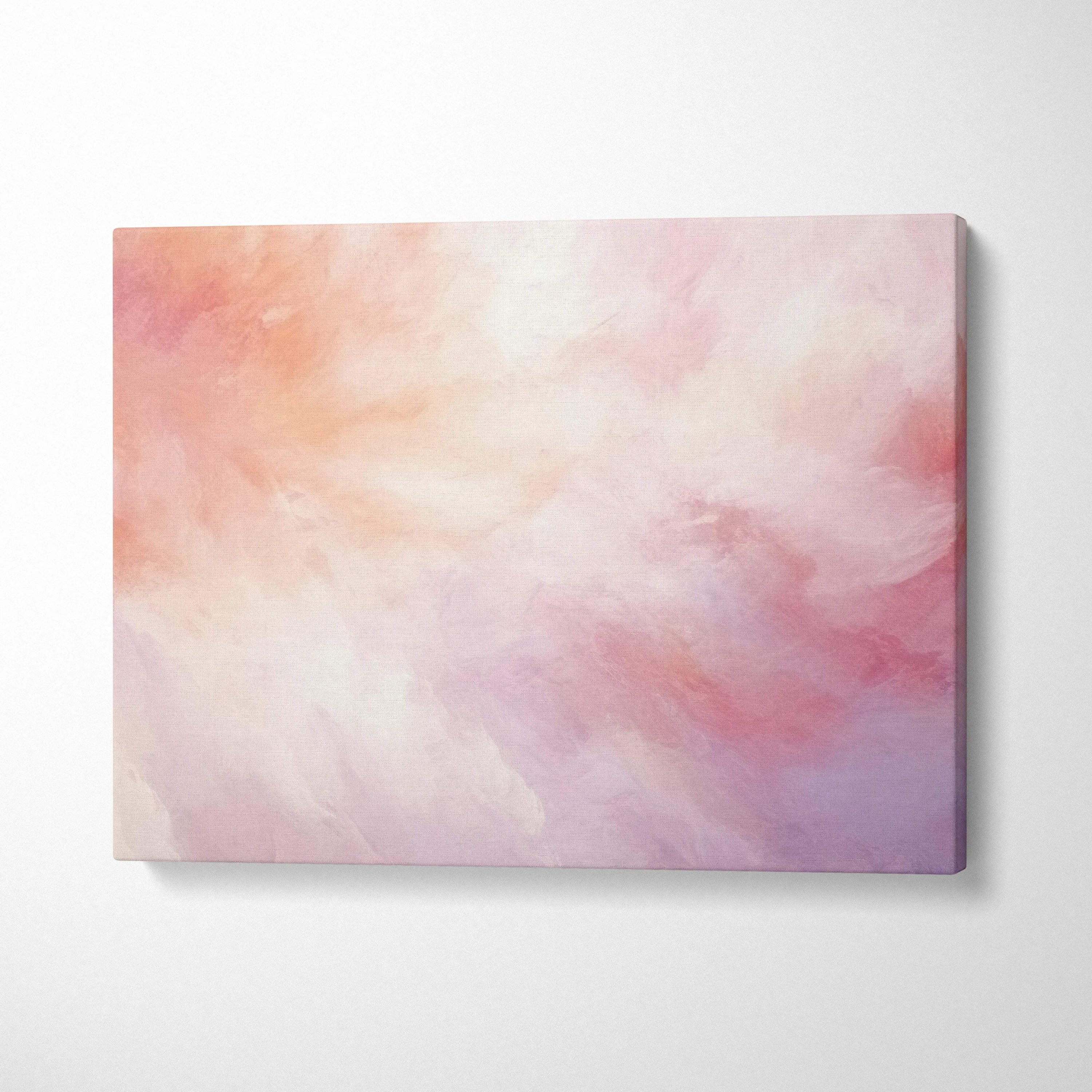 Abstract digital art canvas with soft pastel pink, peach, and lavender brush strokes for wall art.