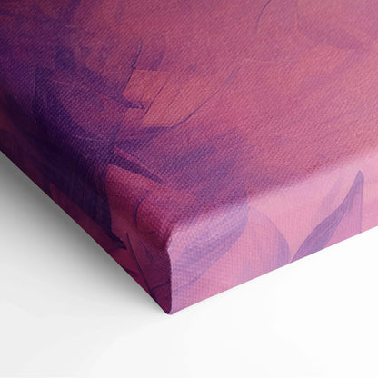 Canvas wall art featuring a vibrant abstract digital design in shades of purple, pink, and red with textured brushstroke.