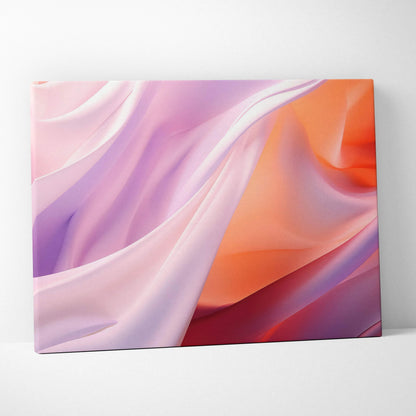 Vibrant abstract digital canvas art with flowing pastel pink, purple, and orange shapes for modern wall decor.