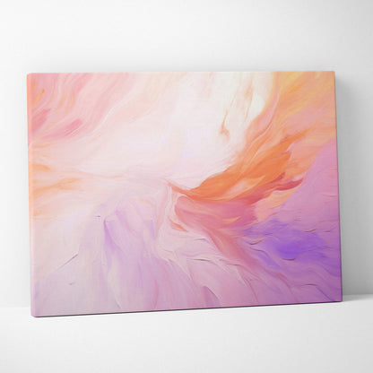 Abstract modern digital art canvas wall print with soft pink, orange, and purple hues.