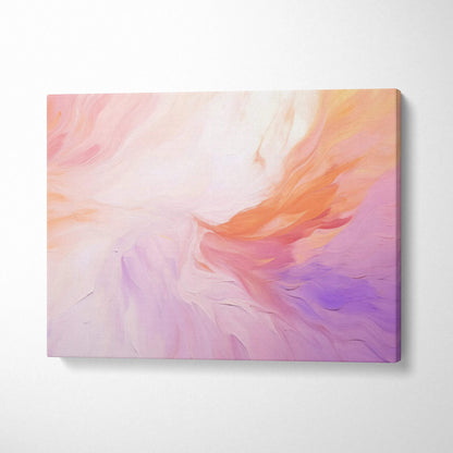 Abstract digital art canvas wall print with soft pink, orange, and purple brushstrokes.