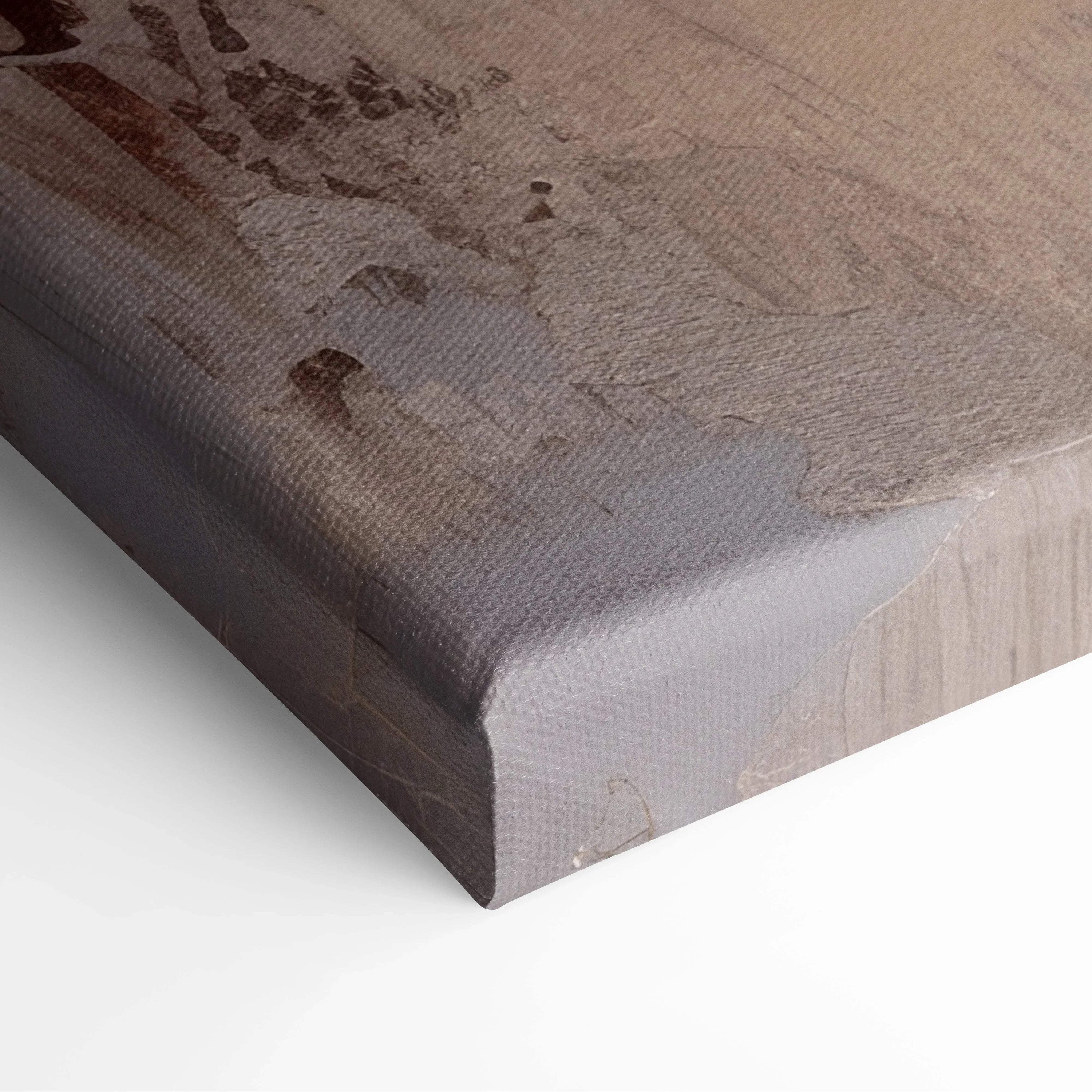 Canvas wall art with muted earth tones and textured abstract digital design.