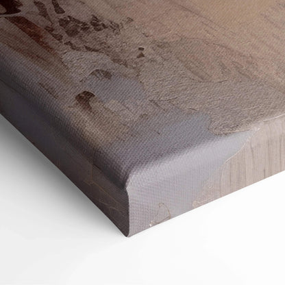 Canvas wall art with muted earth tones and textured abstract digital design.
