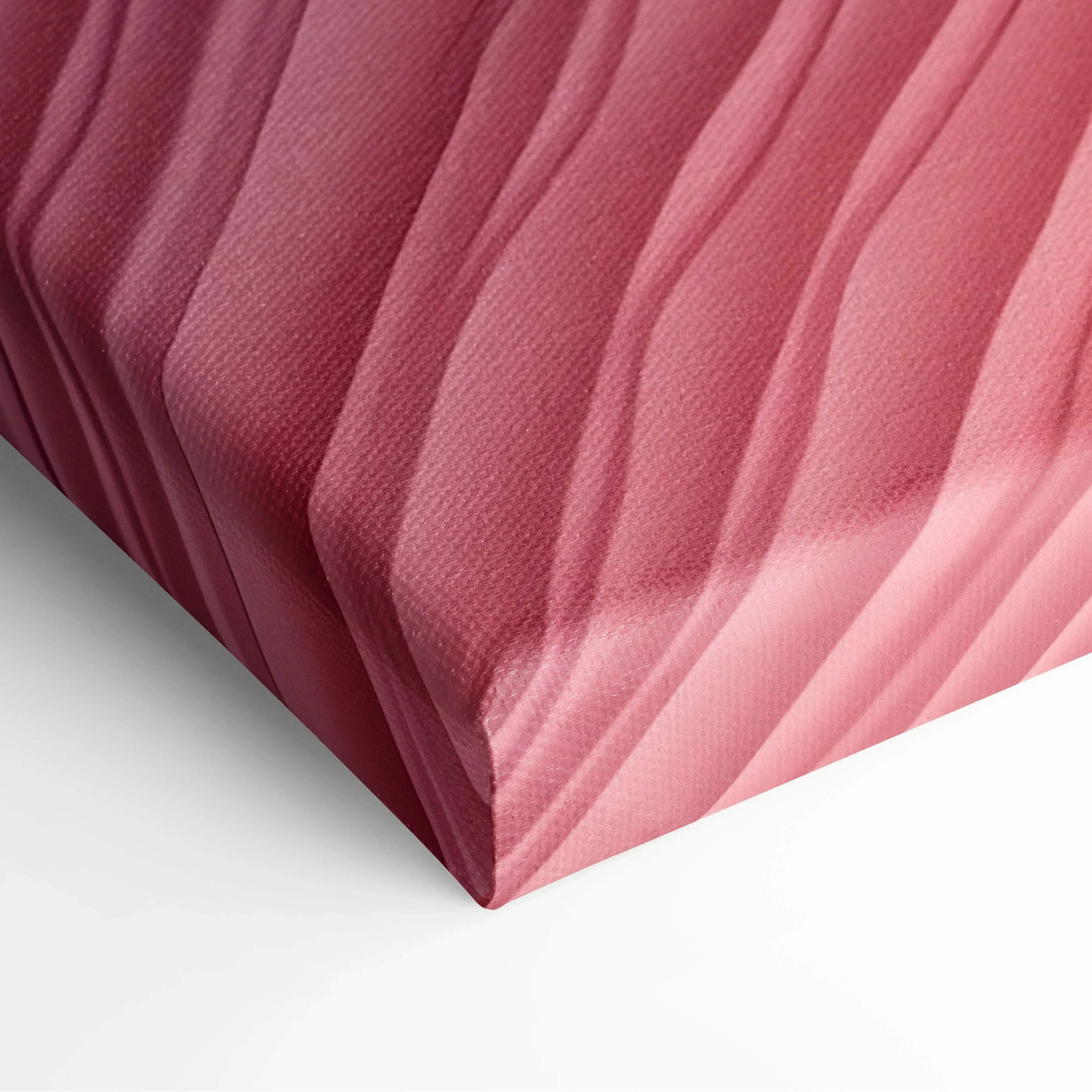 Textured canvas wall art with modern abstract ribbed patterns in deep rose and soft pink peach gradient tones