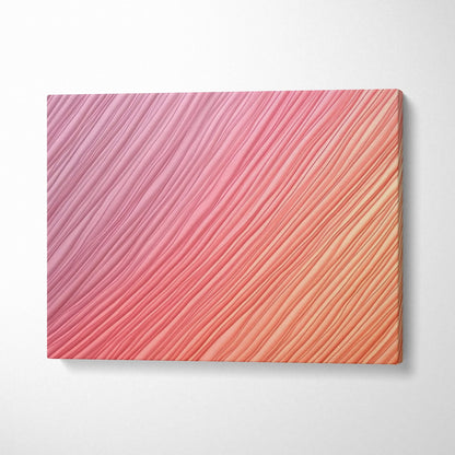 Modern abstract digital art canvas with diagonal textured lines in pink and orange gradient, wall art canvas print.