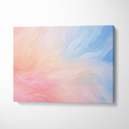 Abstract canvas wall art with soft pastel pink and blue digital brush strokes.