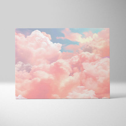 Abstract modern digital canvas wall art featuring soft pink and blue cloudscape design.
