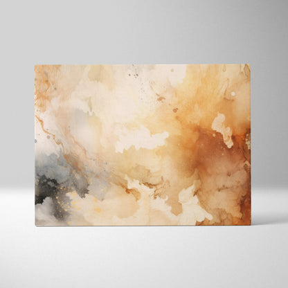 Abstract warm beige and brown tones digital art on canvas wall art with subtle dark accents.