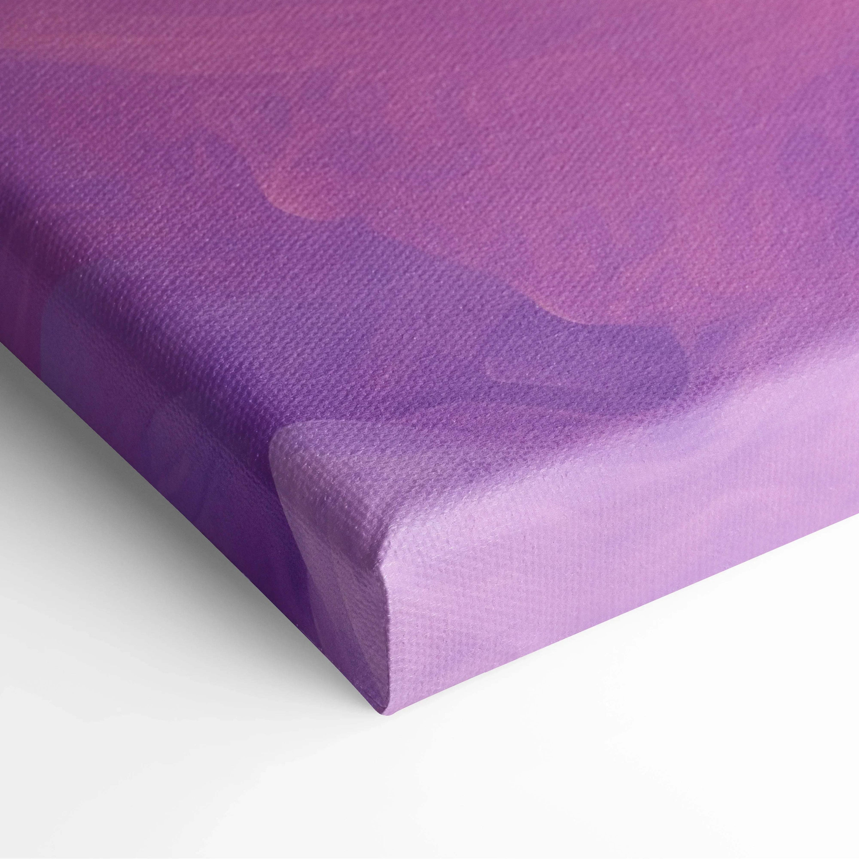 Purple and pink gradient abstract digital art printed on textured canvas wall art.