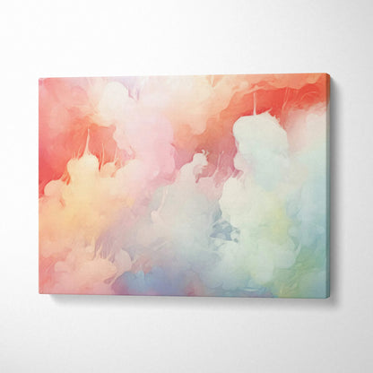 Abstract modern digital art canvas wall art with soft pastel hues and cloud-like forms.
