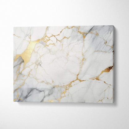 White and gold marble pattern canvas art wall decor in horizontal layout.