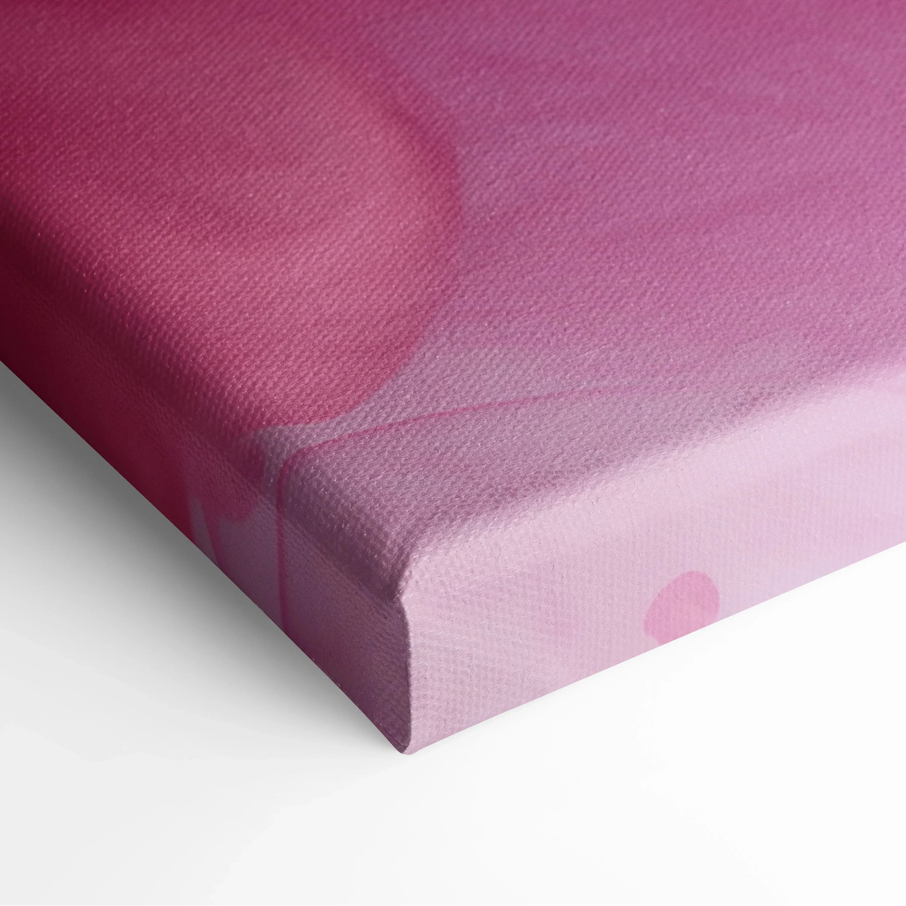 Pink and mauve abstract digital art on textured canvas wall art with smooth gradient and subtle organic shapes.