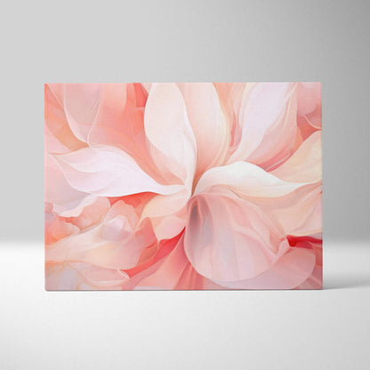Abstract digital art canvas wall print featuring soft flowing shapes in peach, coral, and white tones.