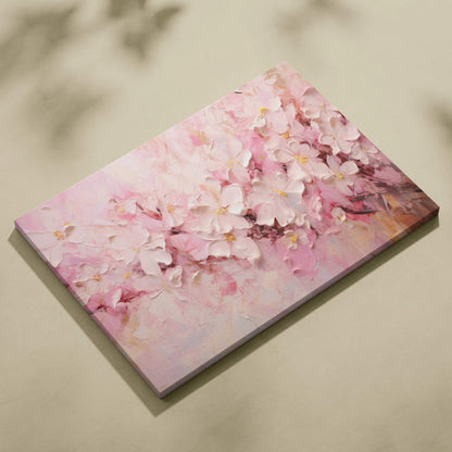 Pink and white floral abstract digital canvas art with soft brushstroke texture.