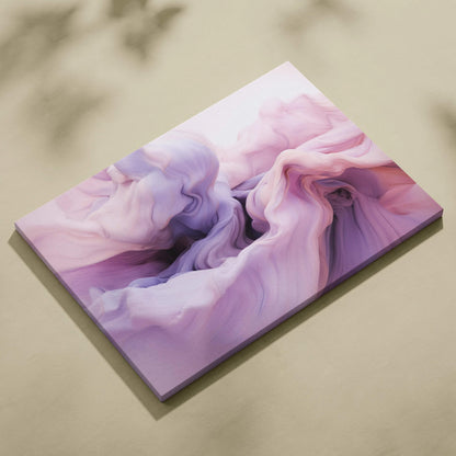 Abstract digital canvas art with flowing pastel pink and purple swirls, soft textured appearance.