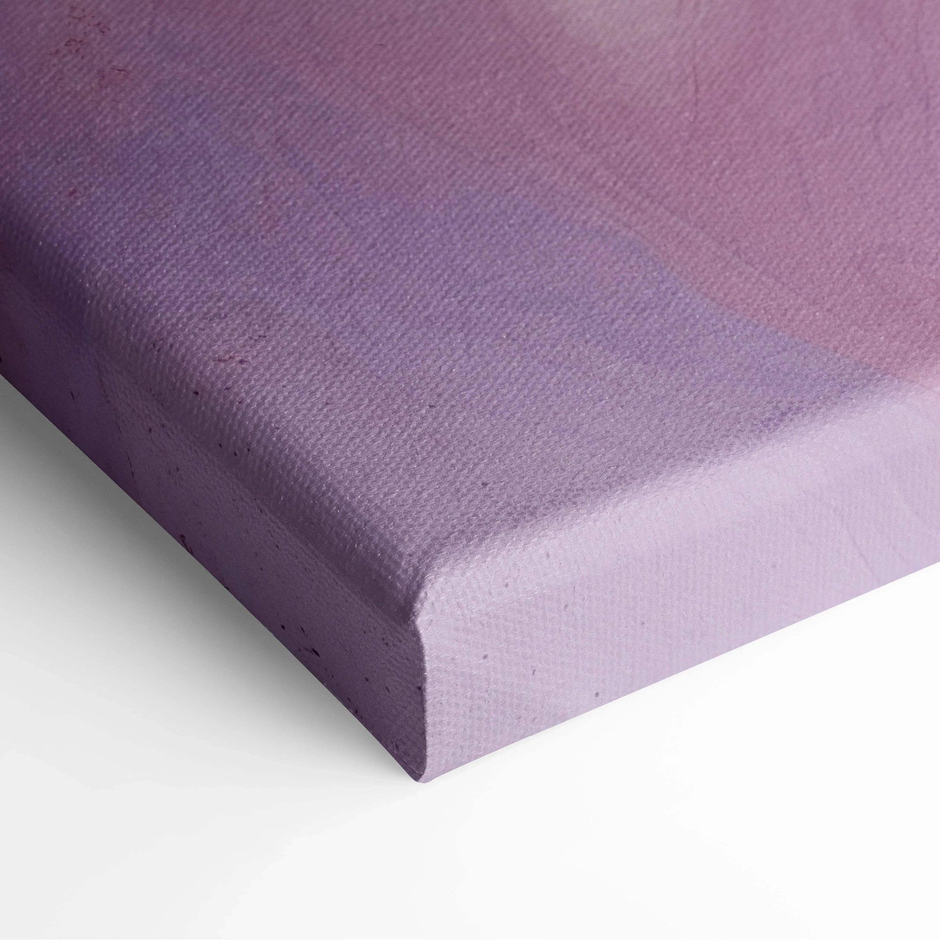 Purple and pink gradient abstract canvas art wall print corner close-up.
