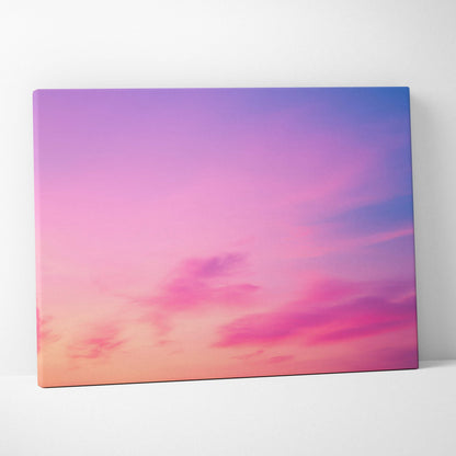 Pastel sky horizon canvas wall art in pink lavender peach blue gradients