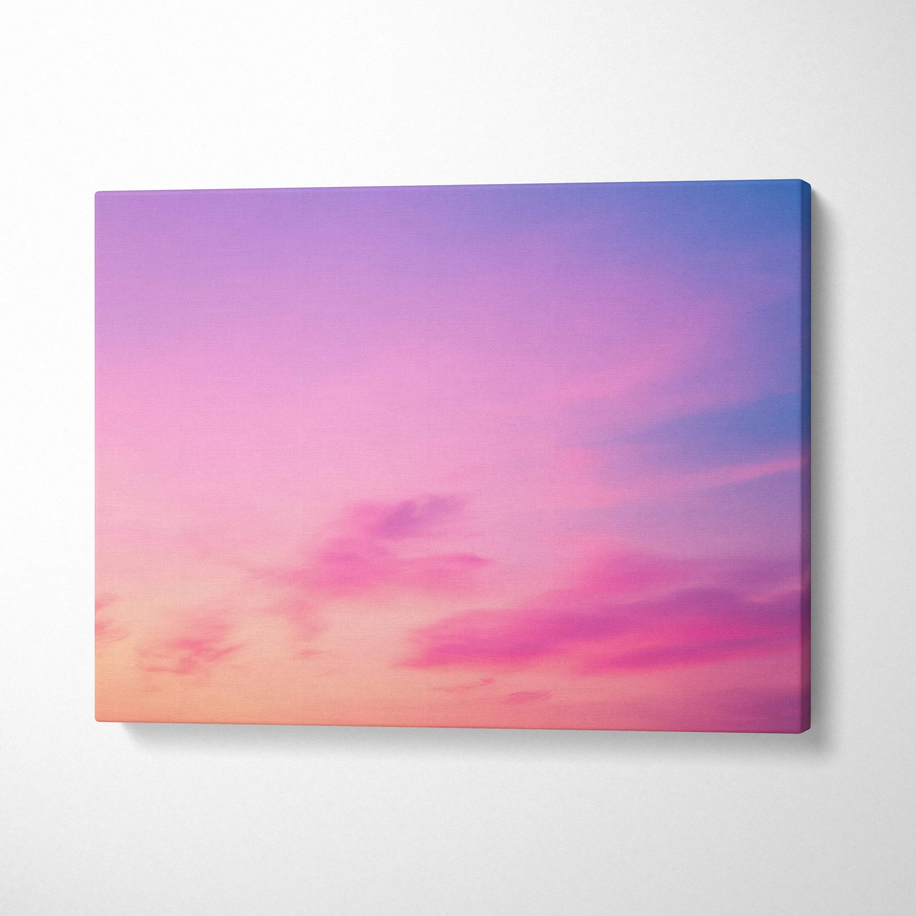 Pastel sky horizon canvas print in pink lavender peach blue gradients