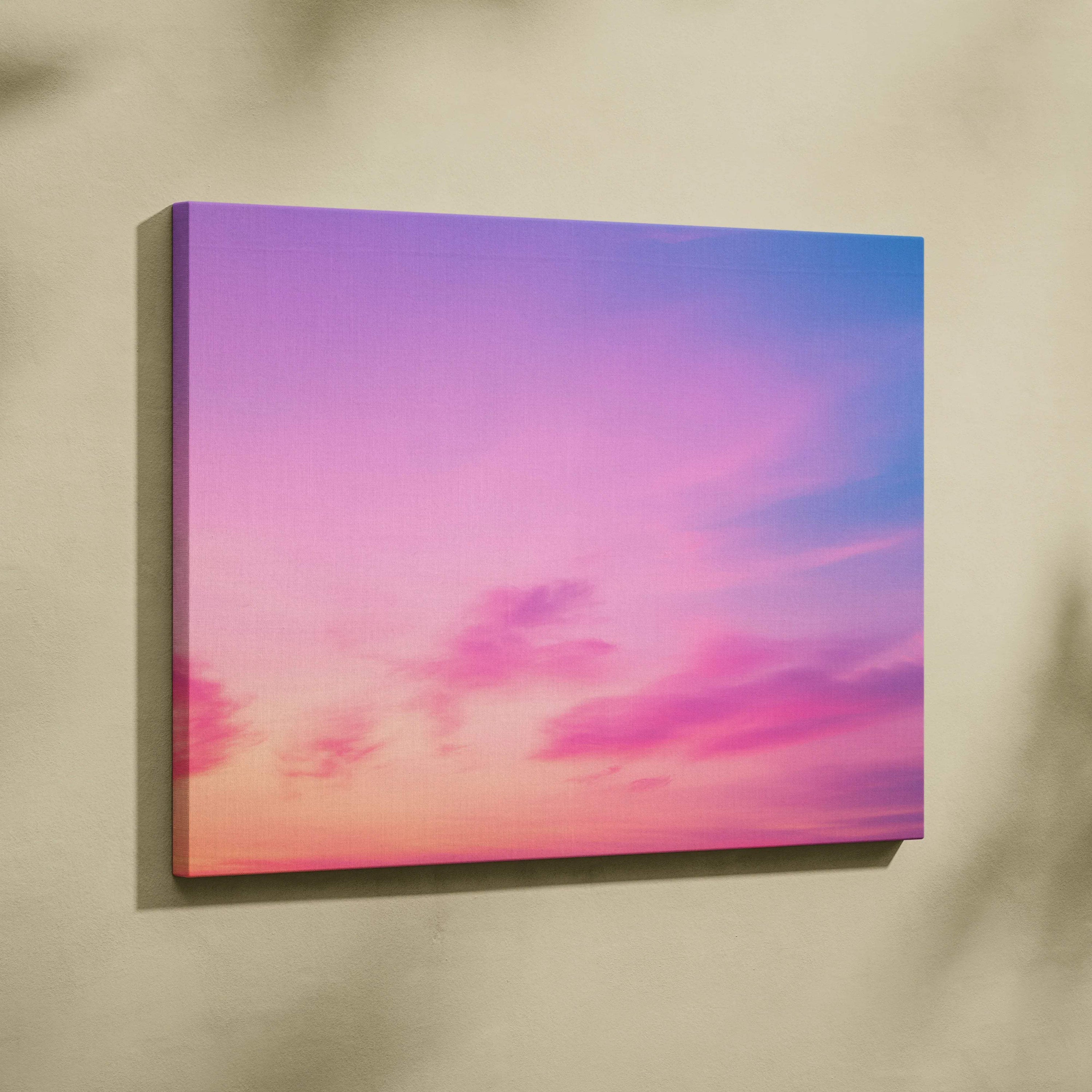 Vibrant pastel sky horizon canvas wall art in pink lavender peach blue gradients