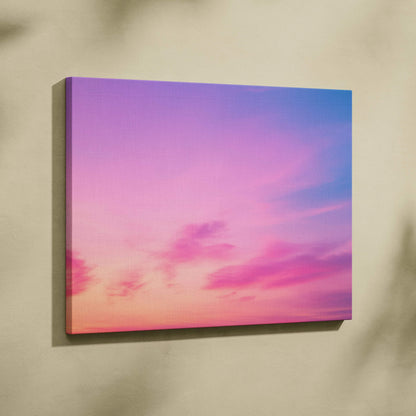 Vibrant pastel sky horizon canvas wall art in pink lavender peach blue gradients