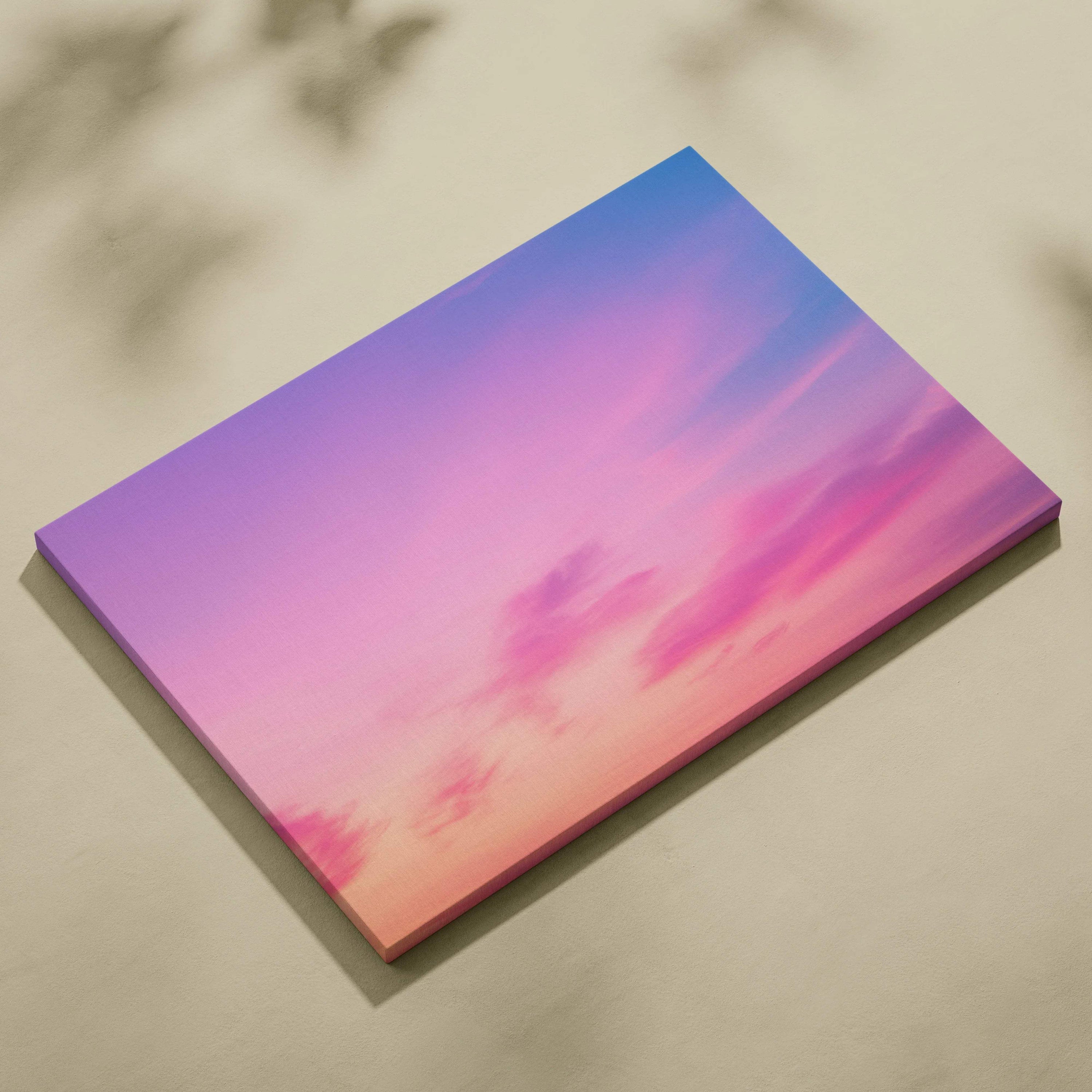 Pastel sky horizon canvas wall art in pink lavender peach blue gradients