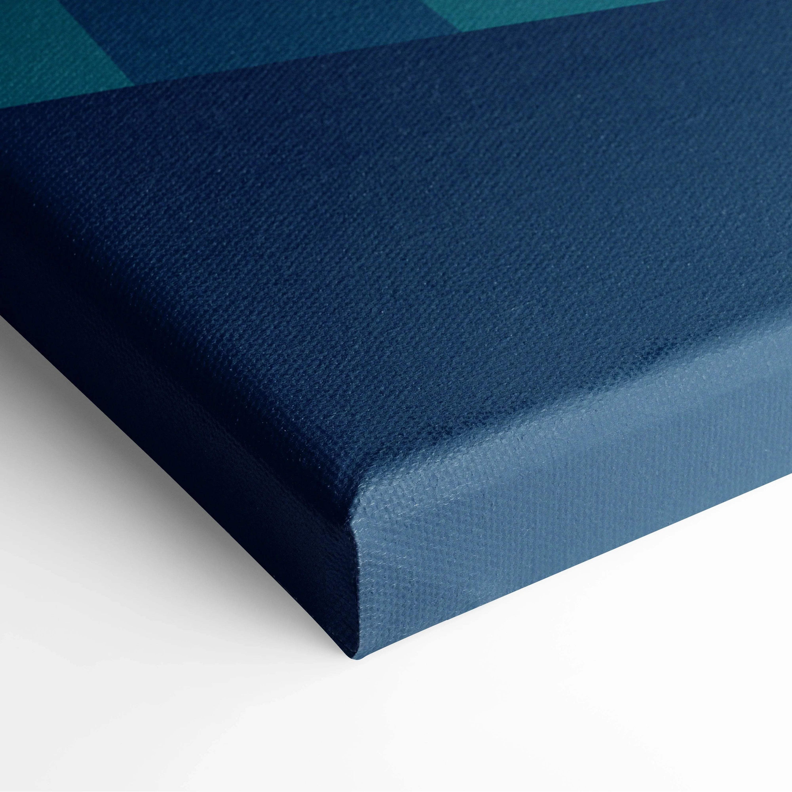 Minimal moonlit landscape canvas wall art in teal navy with pale moon