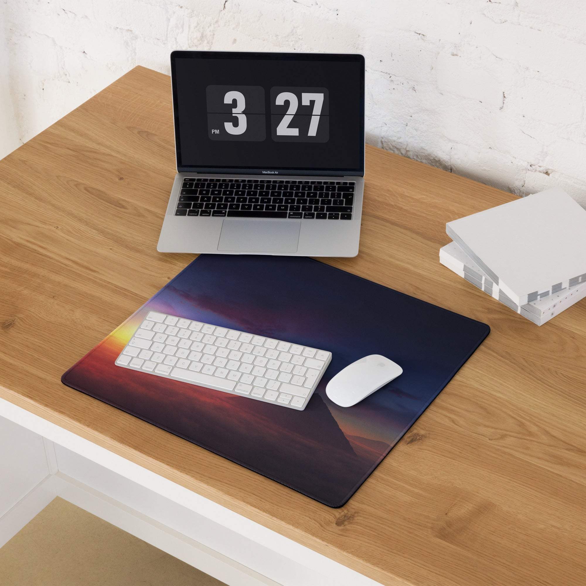Epic Sunrise Landscape gaming mouse pad with vibrant sunset design and non-slip backing