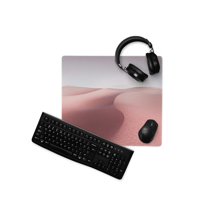 Desert Dune Pink large gaming mouse pad with soft pink dunes, non-slip base