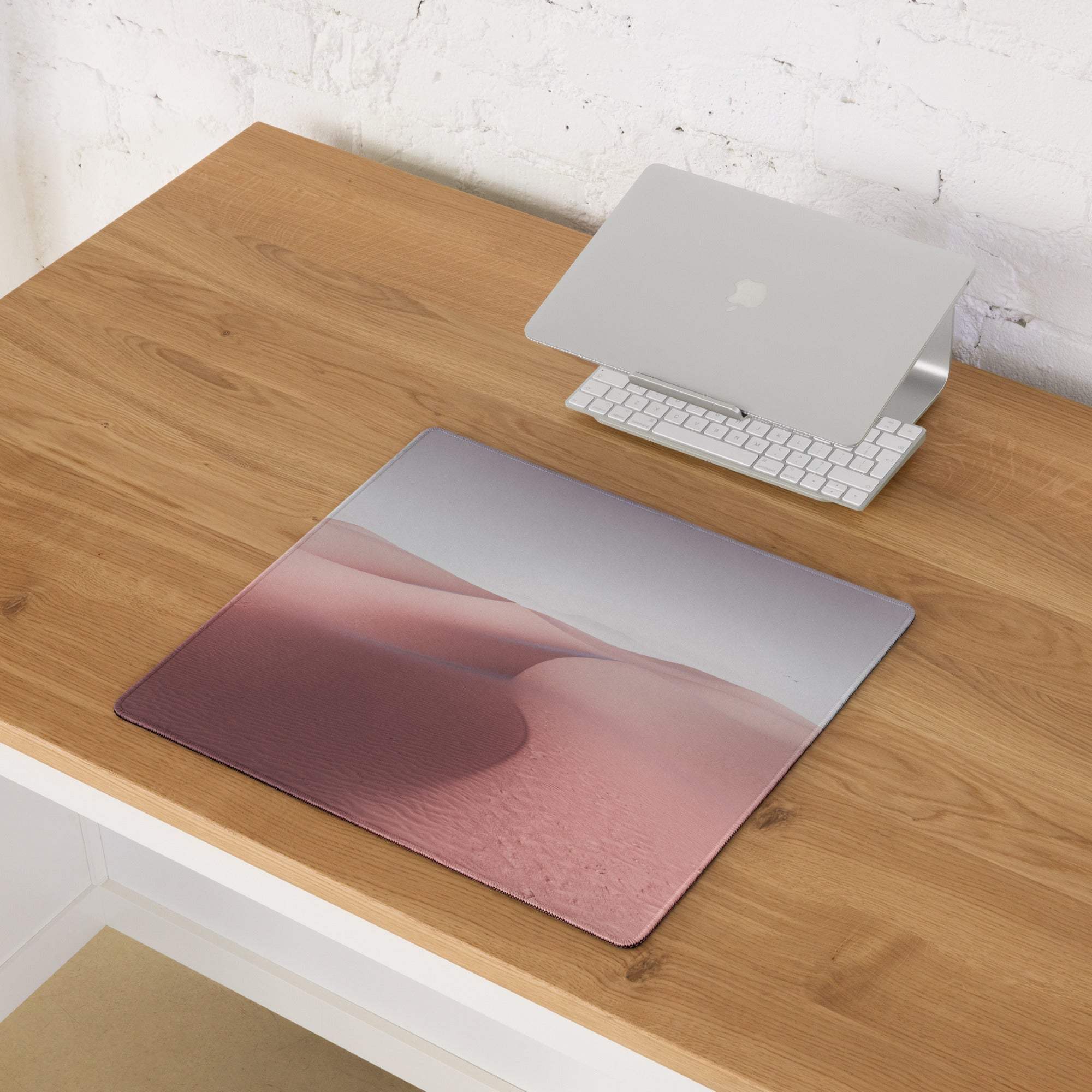 Desert Dune Pink large gaming mousepad with pink gray desert landscape