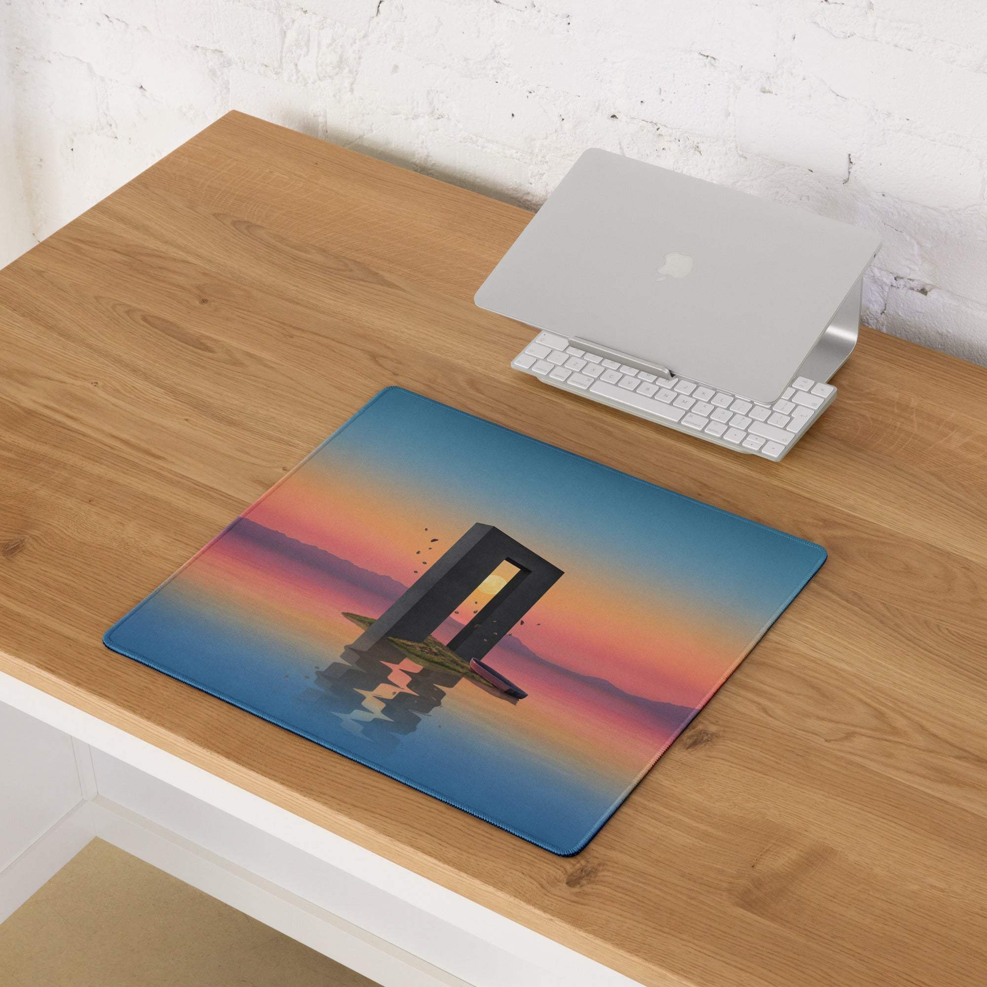 Dreamlike Sunset Archway gaming mouse pad with non-slip surface