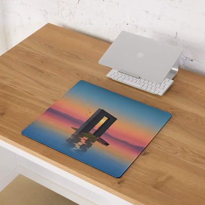 Dreamlike Sunset Archway gaming mouse pad with non-slip surface