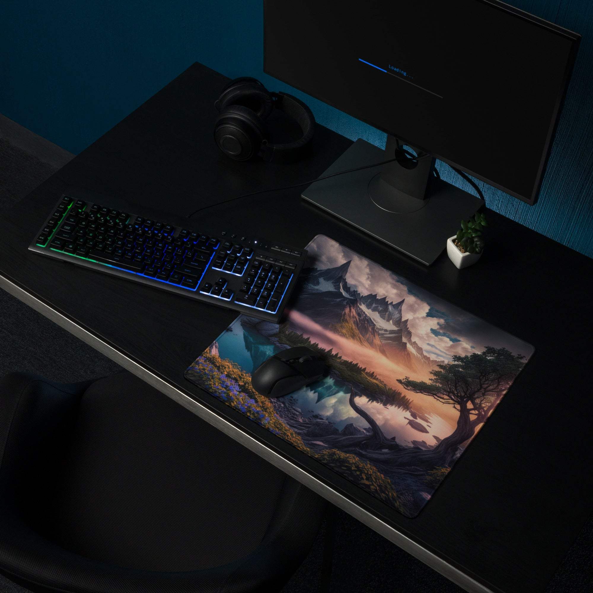 Epic Mountain Landscape Gaming Mouse Pad with Non-Slip Base