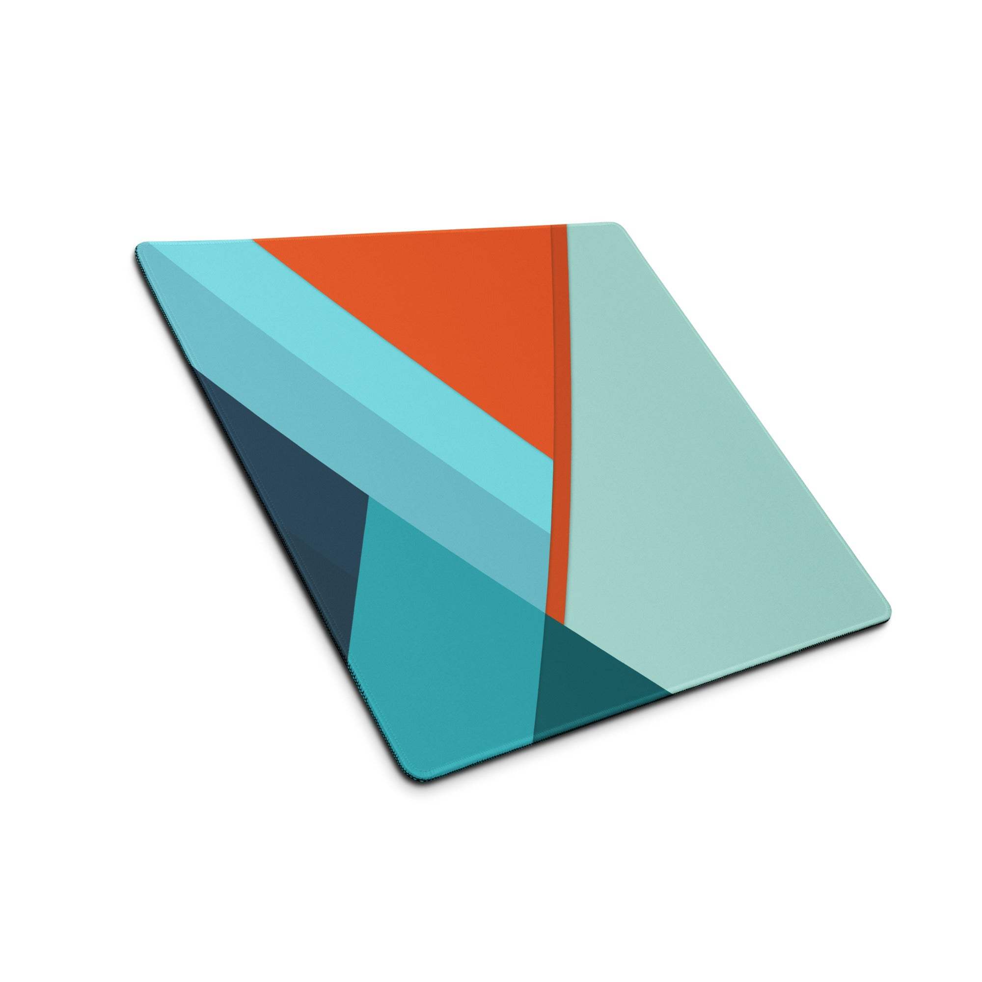 Geometric abstract mouse pad with teal orange vibrant triangles