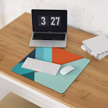 Geometric abstract mouse pad in teal orange navy vibrant gaming design
