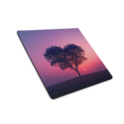 Dreamy sunset tree heart silhouette large gaming mouse pad