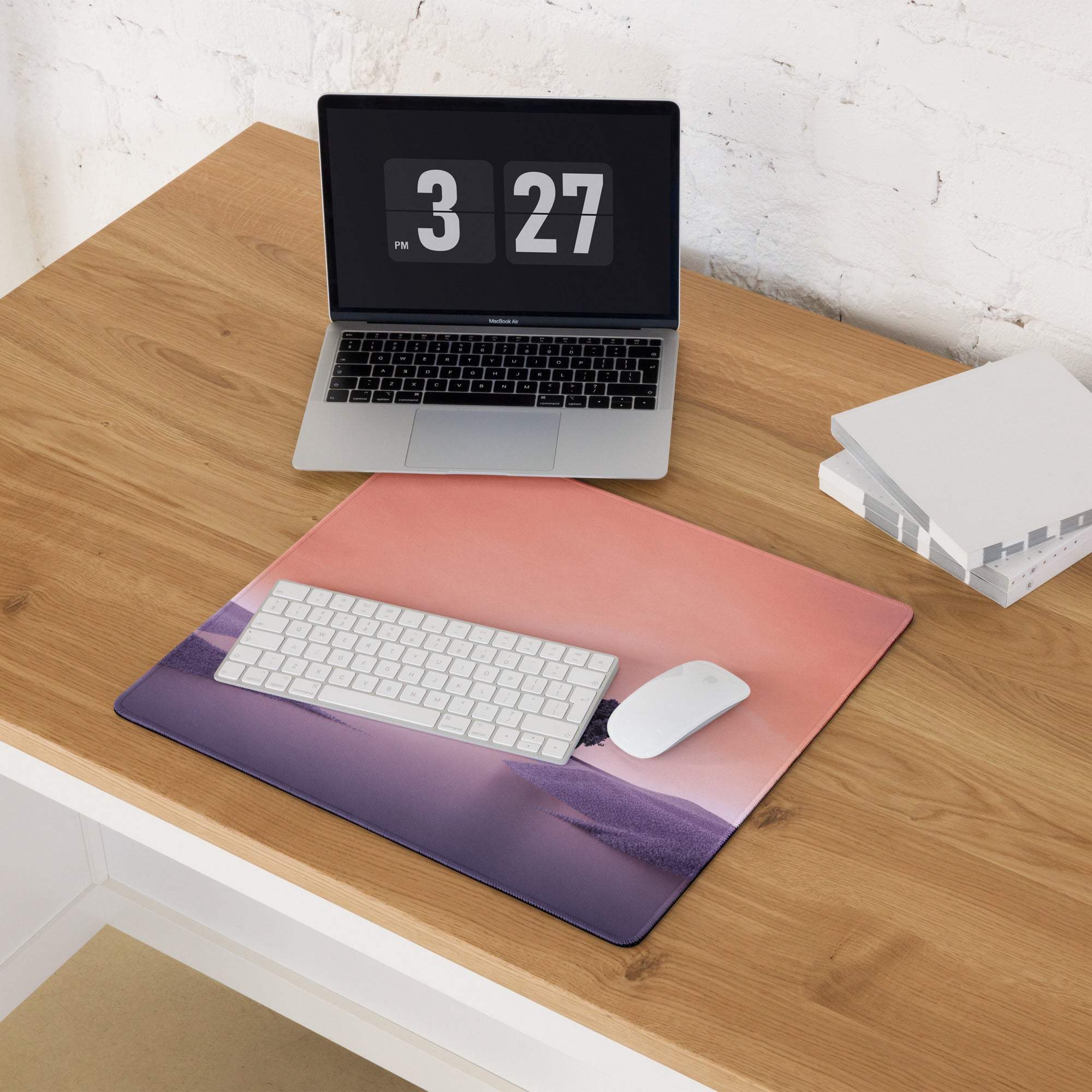 Dreamy Landscape Pastel Purple Sunset large gaming mouse pad