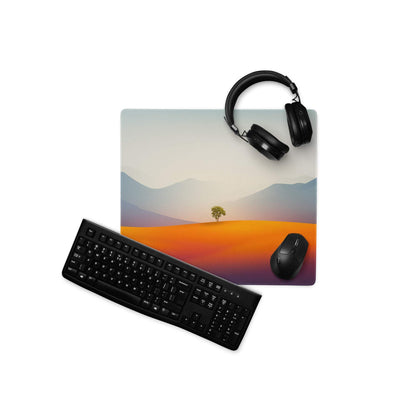 Calm desert sunset mousepad with non-slip base and edge stitching