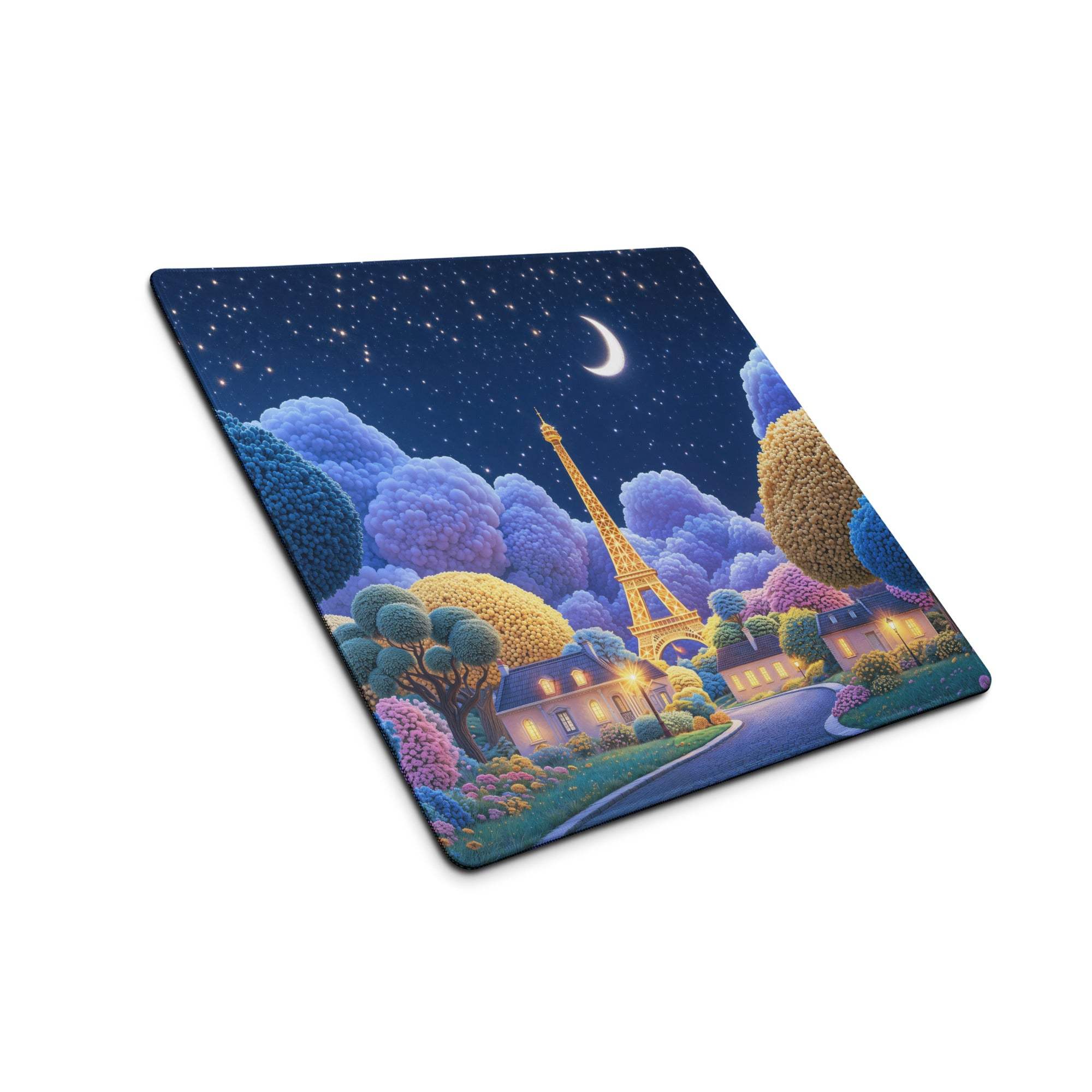 Dreamy Paris Nightscape gaming mouse pad with Eiffel Tower scene