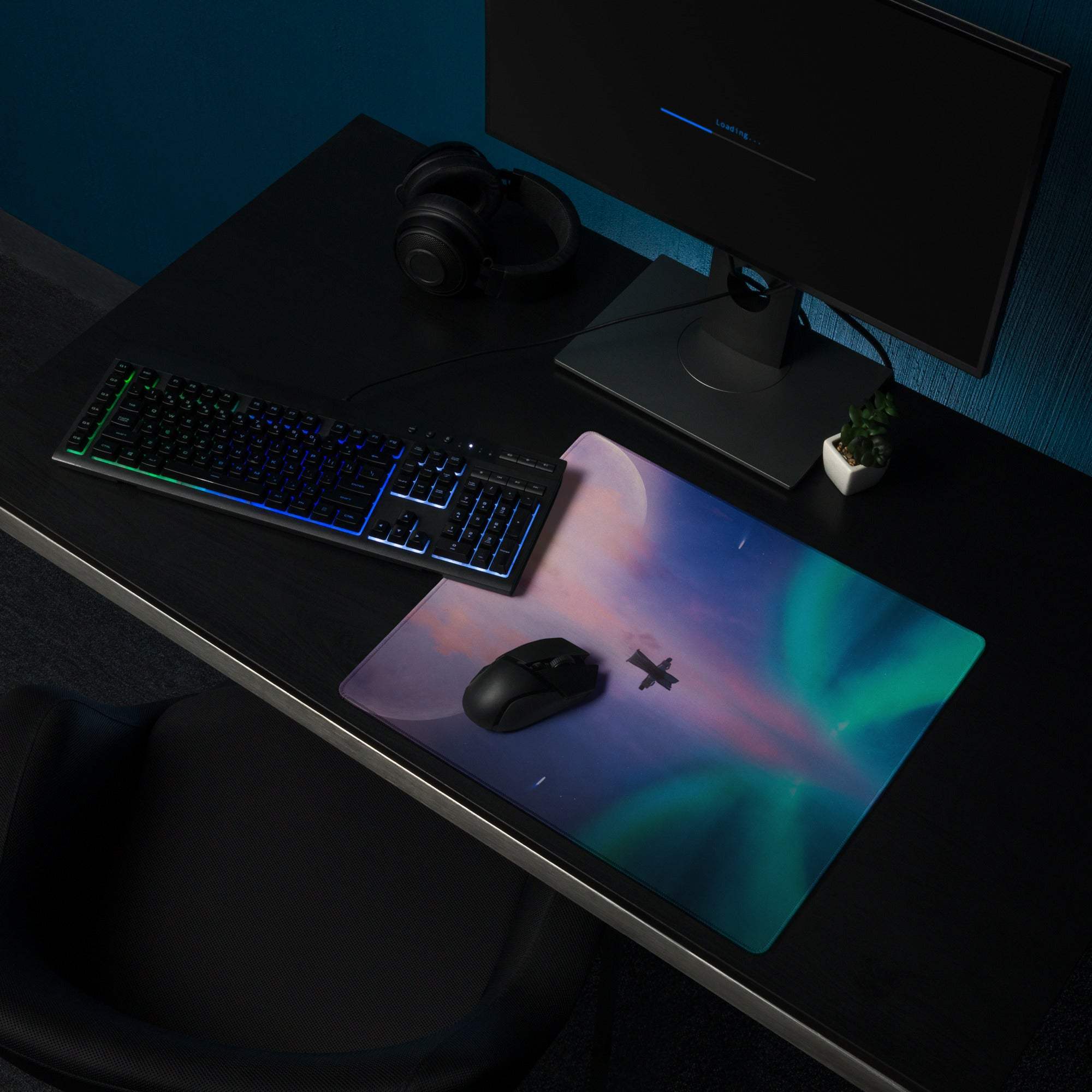 Dreamy Aurora gaming mouse pad with vibrant aurora borealis design