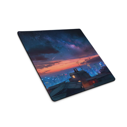 Epic Twilight Sunset City Skyline anime mouse pad at dusk