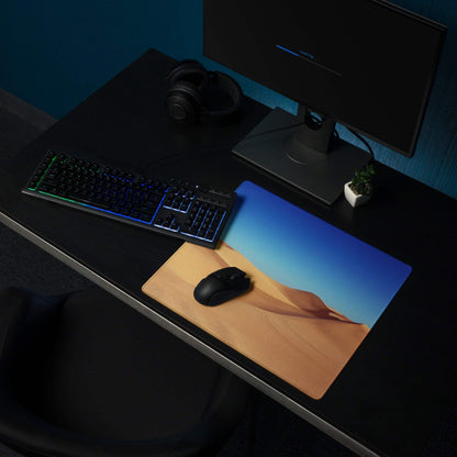 Desert Dunes Sunrise large gaming mouse pad with sand dunes and blue sky