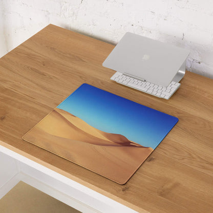 Desert Dunes Sunrise large gaming mouse pad with blue sky dunes texture