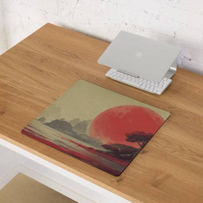 Dreamlike red moon landscape large gaming mouse pad with non-slip edges