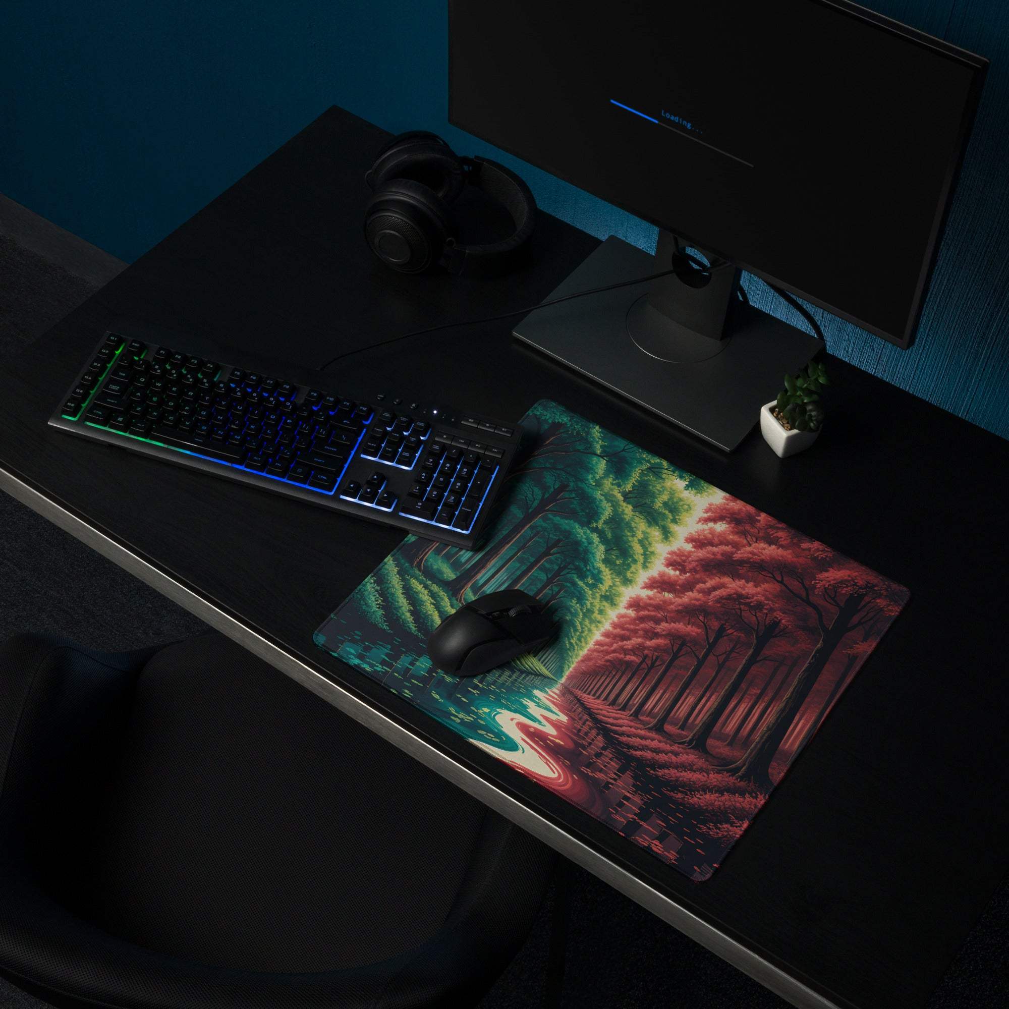 Epic Forest Split Tone green red gradient gaming mousepad